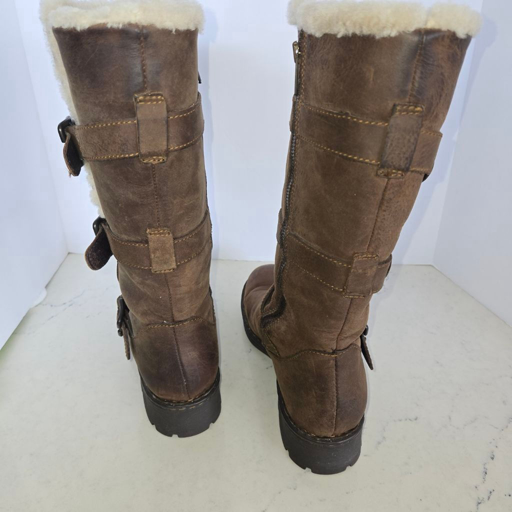 Women's Born Brown Leather Tawny Buckle Shearling Lined Midcalf Boots 8.5 EUC - Picture 6 of 10